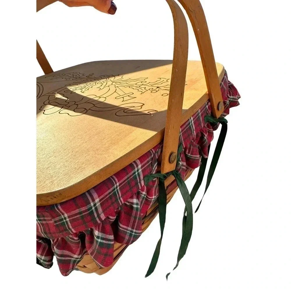 Longaberger 1993 Red/Green Christmas Homecoming Holiday Hostess Basket with‎ Lid